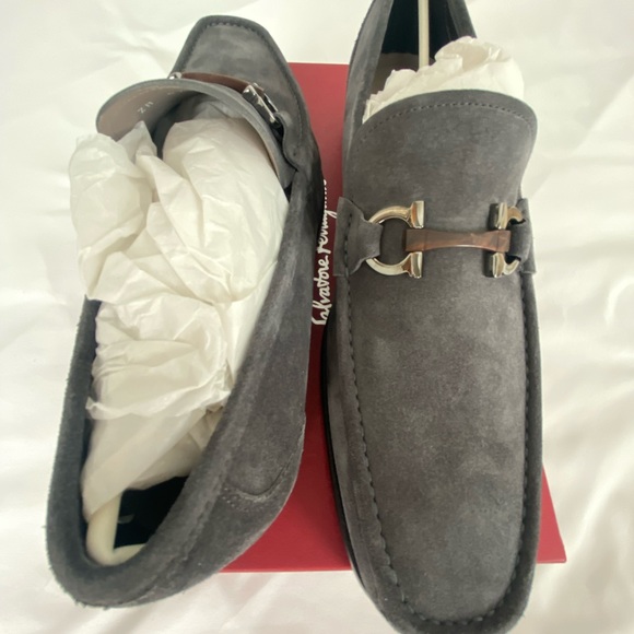 Salvatore Ferragamo Mens Grandioso Double Gancini Bit Suede Slip On Loafers 12 E - Picture 4 of 7